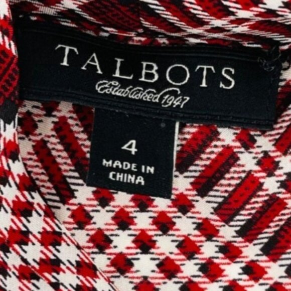 Talbots Women's Red Plaid Sleeveless Top Size 4 Blouse Silk Loose Fit - Picture 2 of 5